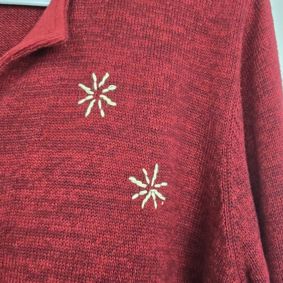 Woolrich Vintage Burgundy Button-down Knit Cardigan with Snowman Design, Sz L - Picture 5 of 8